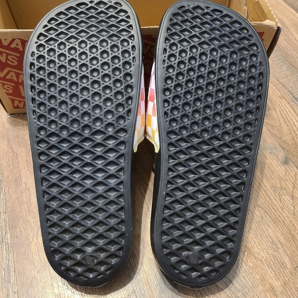 NEW Vans Range Slide On Slides Sandals Womens Rainbow Check Shoes - Picture 4 of 6